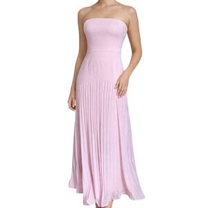 LULUS‎ Strapless Pleated Maxi Dress Pink Flowy Formal Evening Gown NWT XS